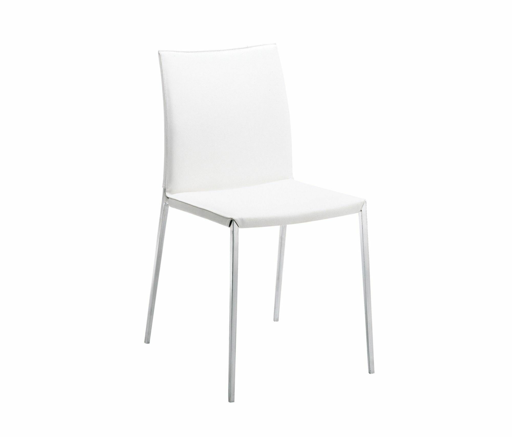 Zanotta - Stuhl Lia 2086 Leder 095 0317 Weiß Gestell Aluminium Poliert - 1