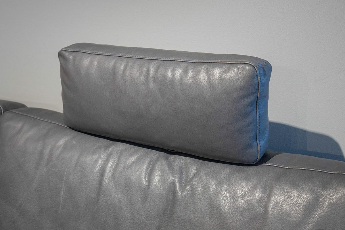 Brühl - Sofa Alba Leder Lama 5669-95 Grau Füße Metall Verchromt mit Kopfstütze - 4