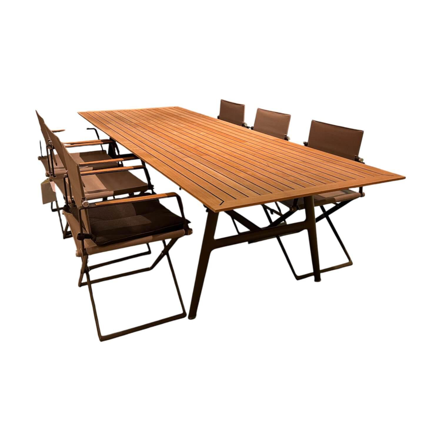 DEDON - Outdoor Sitzgruppe Seax Platte Teakholz Gestell Aluminium Black Pepper Schwarz Pulverbeschichtet - 1