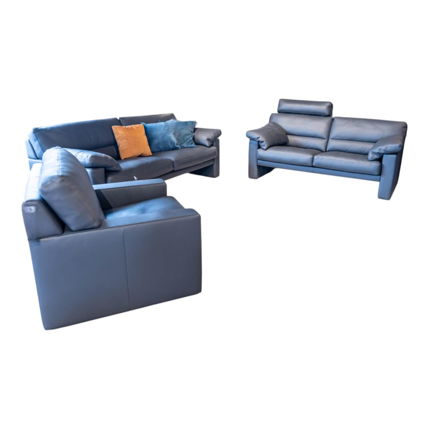 Erpo - Polstergarnitur Leder 43 059 Braun Inklusive Kopfstütze 2 Sofas 1 Sessel - 1