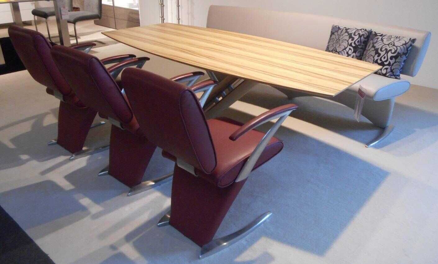 Musterring - Essgruppe Boom Leder Rot Braun Tisch Nussbaum - 2