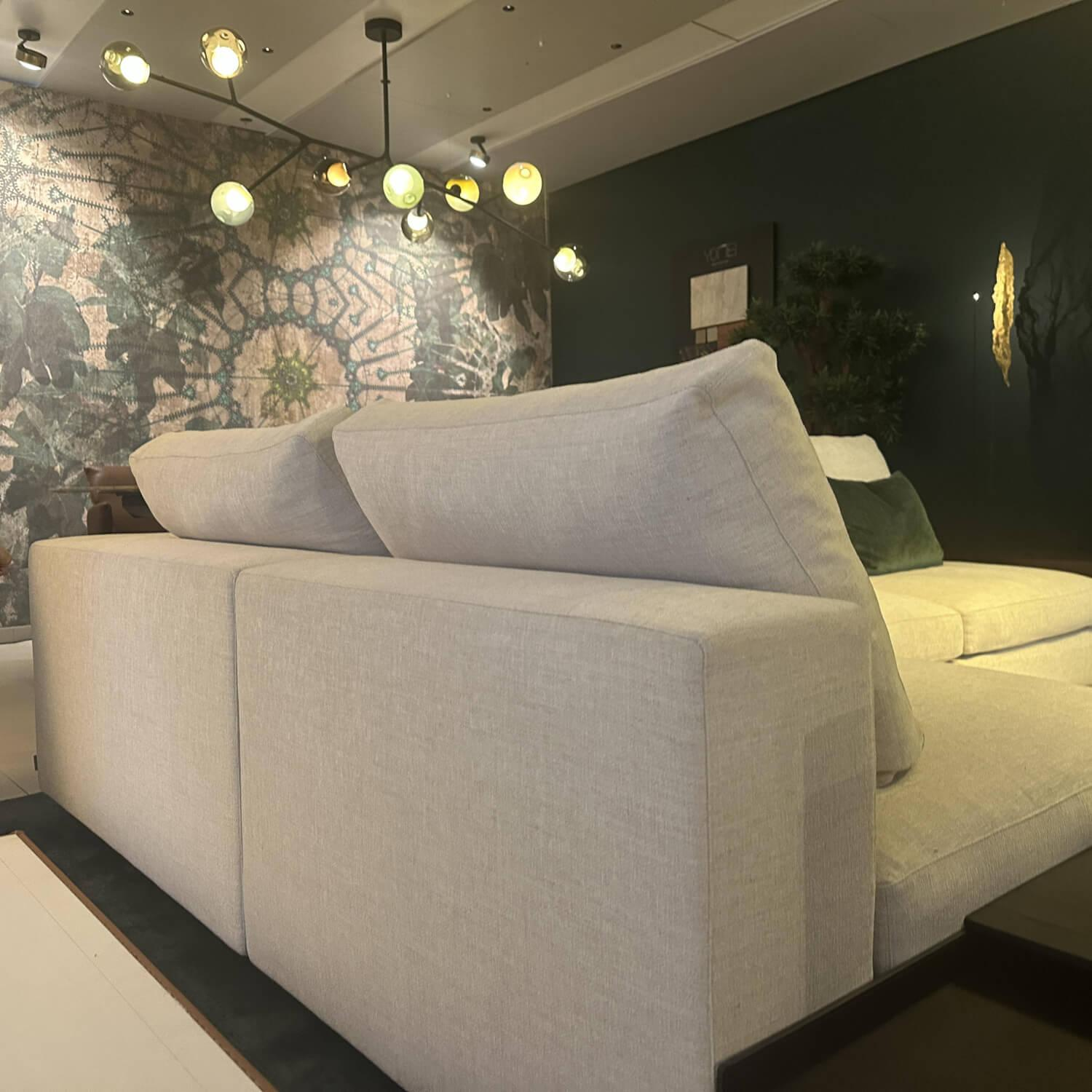 Walter Knoll - Ecksofa Living Landscape Stoff Garbo 7737 Pearl 25 Beige Sockel Buche Schwarz Lackiert - 9