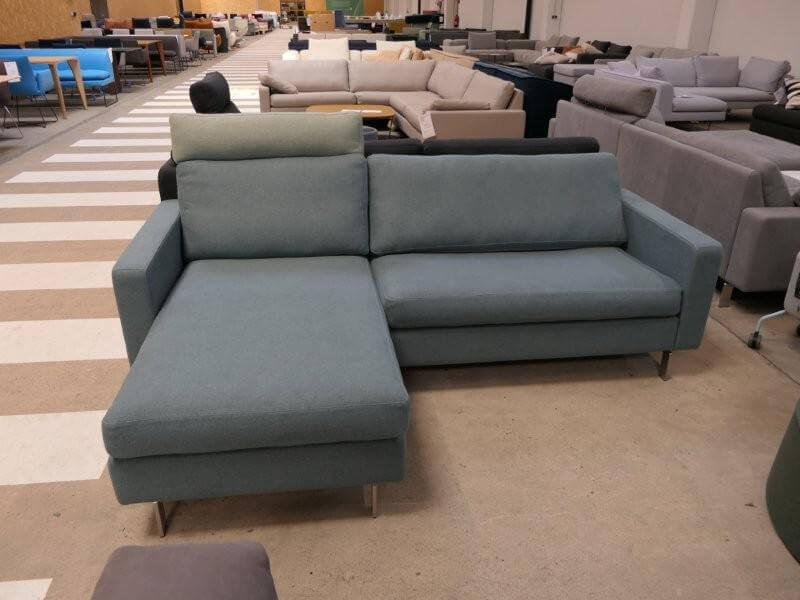 COR - Corner sofa Conseta fabric 8310 aqua blue blue narrow feet stainless steel V2A brushed With headrest fabric 8305 mint green green - 3