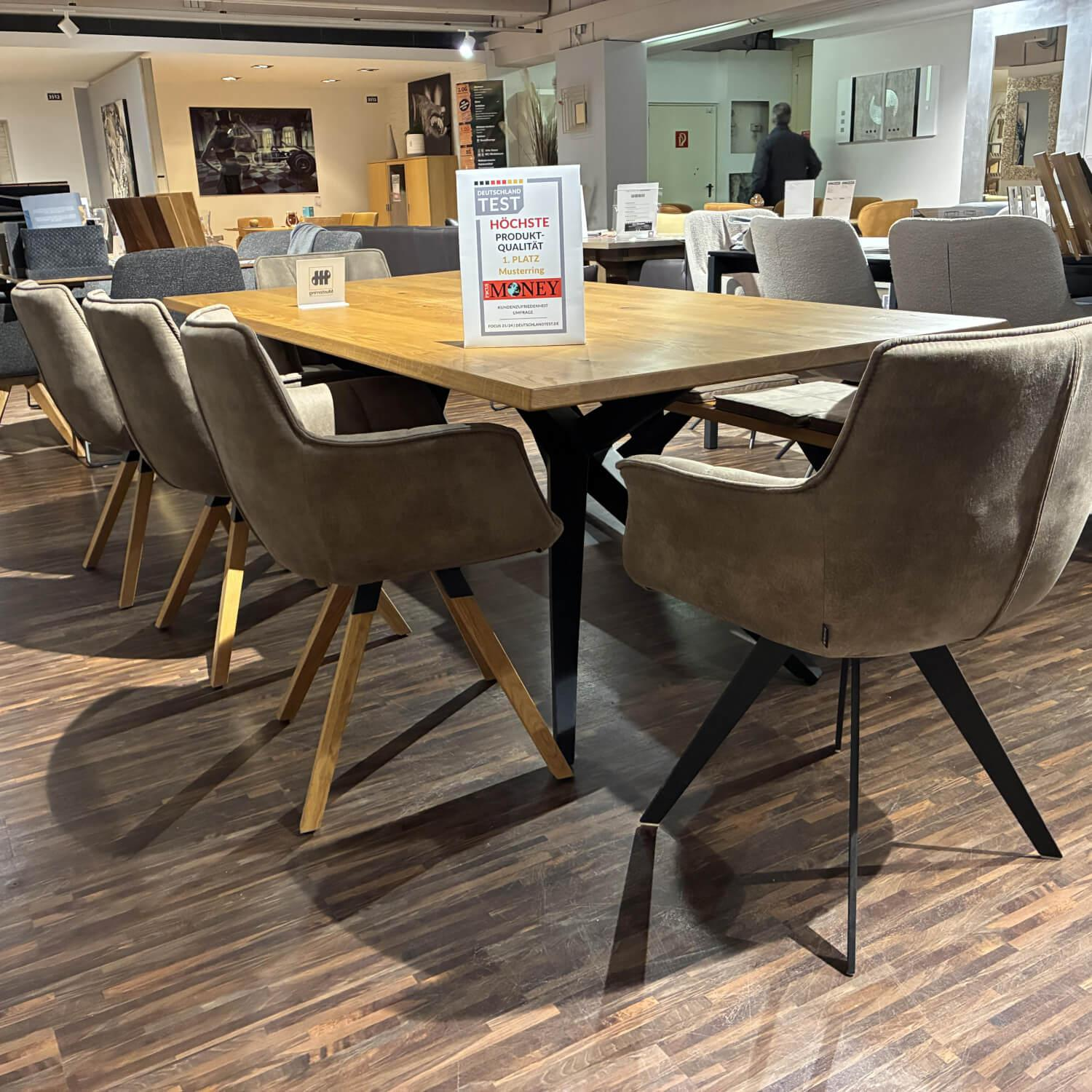 Musterring - Essgruppe MR Tamina Massivholz Geölt Gestell Eisen Schwarz Stoff Aberdeen Stone Grau Inklusive Sitzkissen - 4