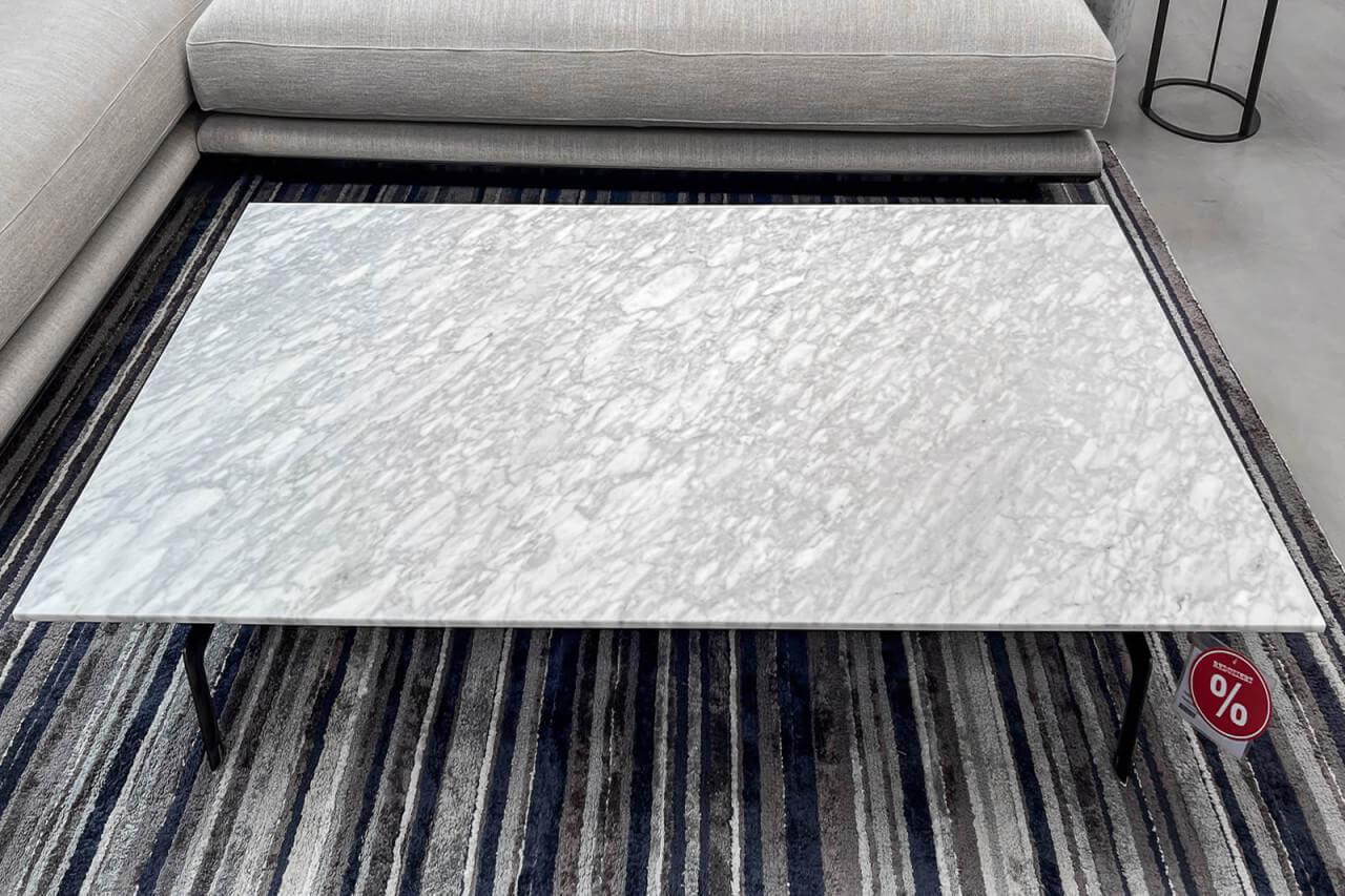 B&B Italia - Couchtisch Dieses Platte Marmor Carrara Weiß Gestell Schwarz Verchromt Lackiert - 3