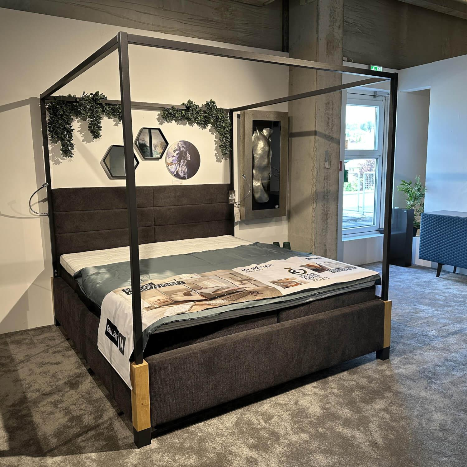 Gallery M - Himmelbett My Heaven Variante 1 Gestell Matt Pulverbeschichtet Anthrazit Fuß Eiche Massiv Inklusive 2 Matratzen Und Lattenrost - 3