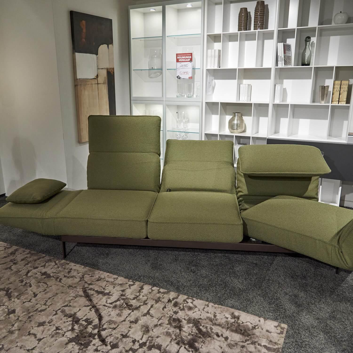 Rolf Benz - Sofa Mera Stoff 24.554 SchilfgrünGestell Stahl Feinstrukturiert Pulverbeschichtet mit Bank - 19