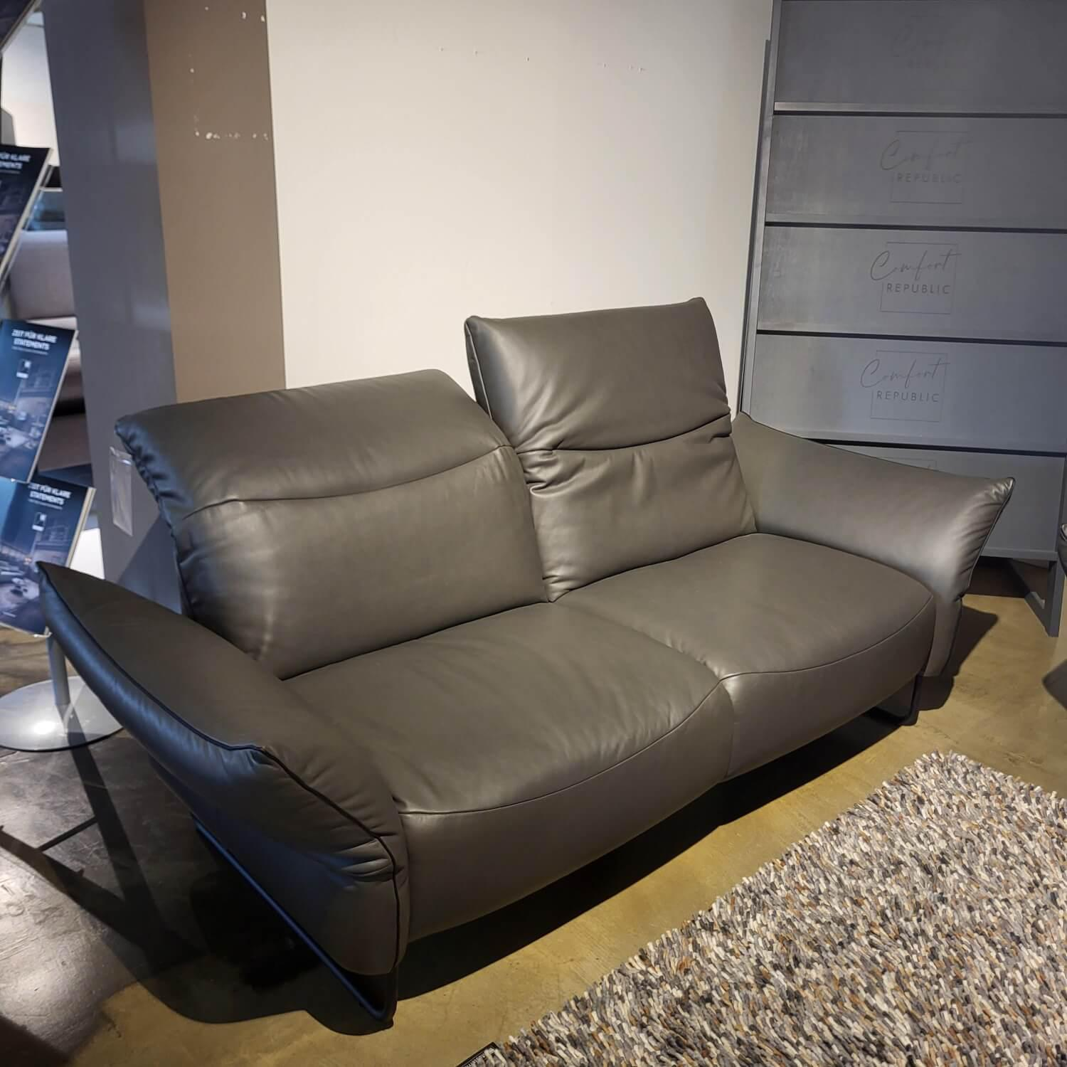 Comfort Republic - Polstergruppe Victoria Leder Grey PG WR W10 W11 Grau Füße Metallkufe Schwarz Mit Motorischer Relaxfunktion Ohne Couchtisch - 8