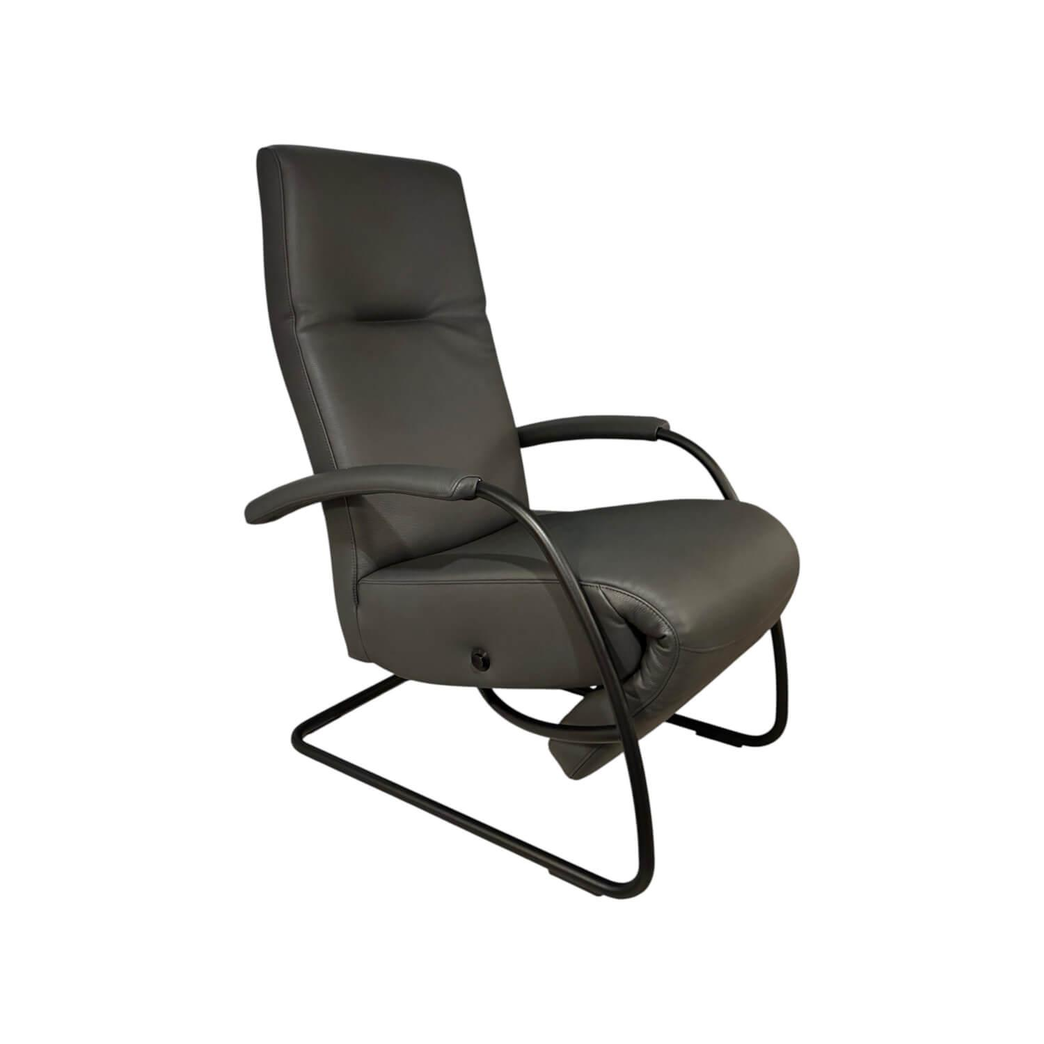 Signet - Sessel Freischwinger Nils Leder Prestige Anthrazit Gestell Metall Feinstruktur Schwarz Pulverbeschichtet - 1