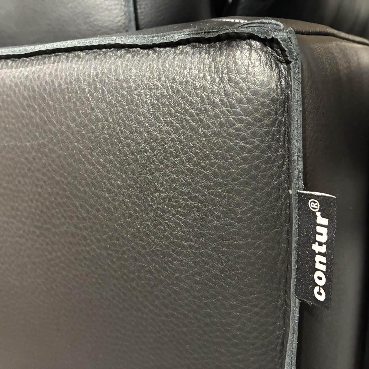 Contur - Sofa Aprino XXL Leder Pueblo 68601 Schwarz Füße Schwarz Inklusive Kissen - 5