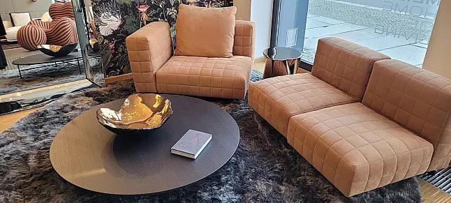 Minotti - Garnitur Twiggy Leder Nabuk 12 Curry Braun Orange Gestell Metall Black Coffee Braun Lackiert - 7