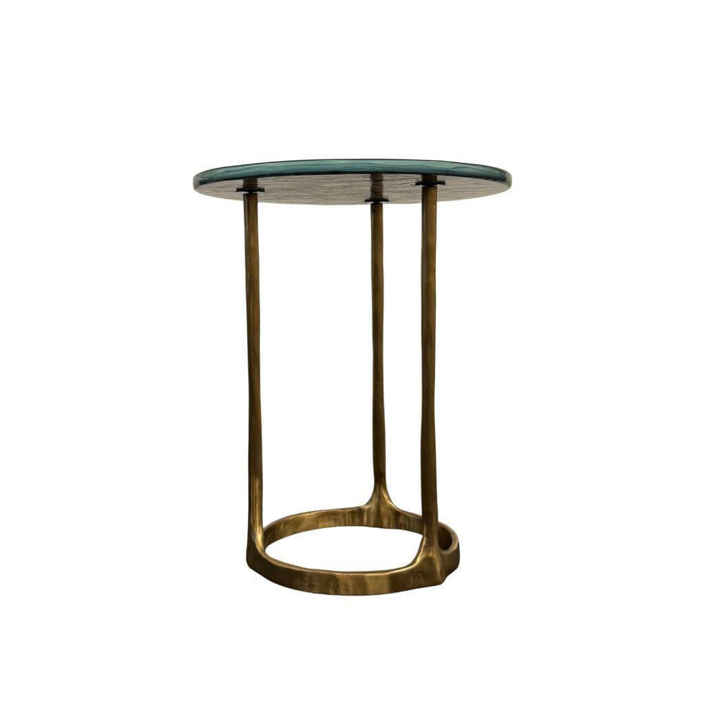 Molteni & C - Beistelltisch Aster Platte Rauchglas Gestell Metall Messing Poliert - 1