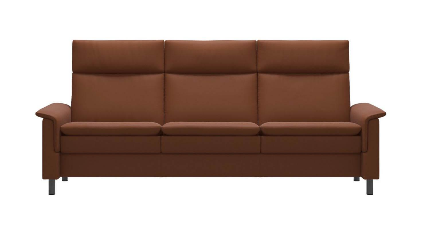 Stressless - Sofa Aurora Hoch L 3-Sitzer Leder Paloma 094 40 New Cognac Braun Stahlbein 88 Rund 11 - 1