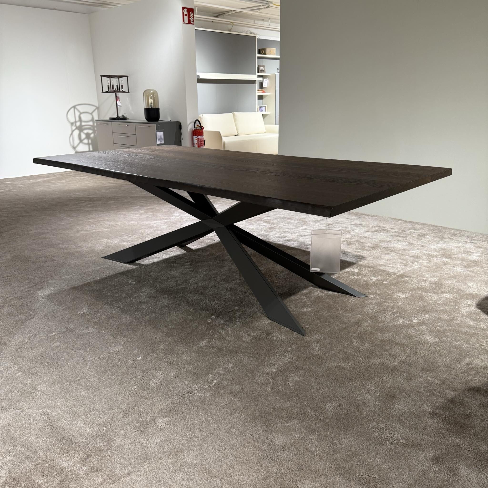 Cattelan Italia - Esstisch Spyder Wood Platte Eiche Verbrannt Gestell Stahl Graphit Matt Grau Lackiert - 2