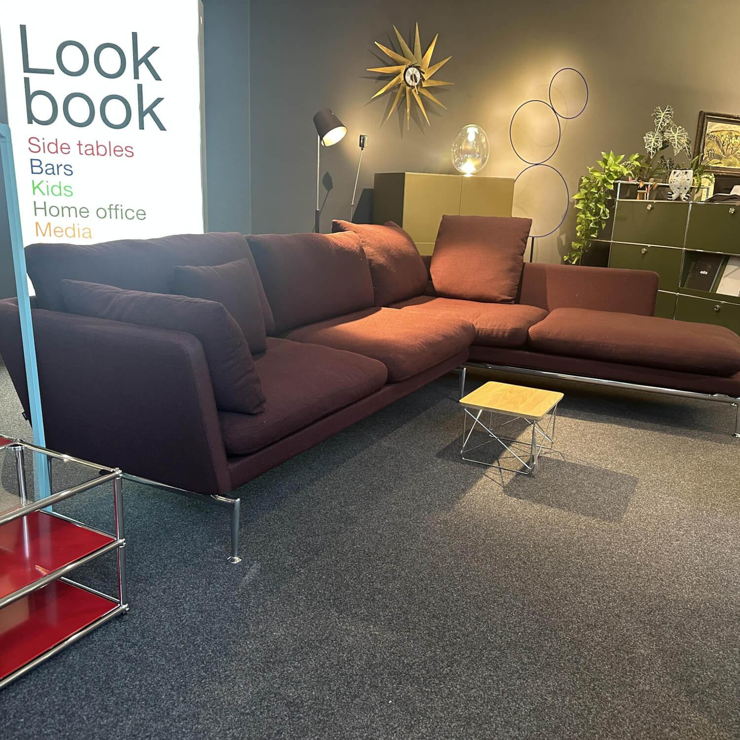 Vitra - Ecksofa Suita Stoff Kvadrat Vidar 0693 Rot Gestell Aluminium Poliert Inklusive Kissen - 3