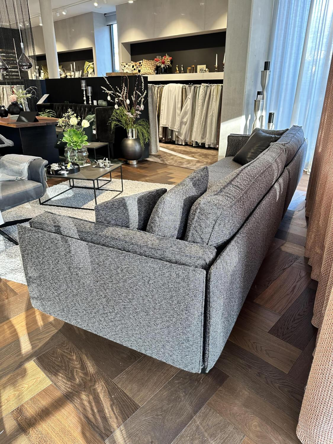IP Design - Sofa Cube Air Stoff Mara IP1763 494 Grau Füße Metallkufe Schwarz Mit Kissen - 5