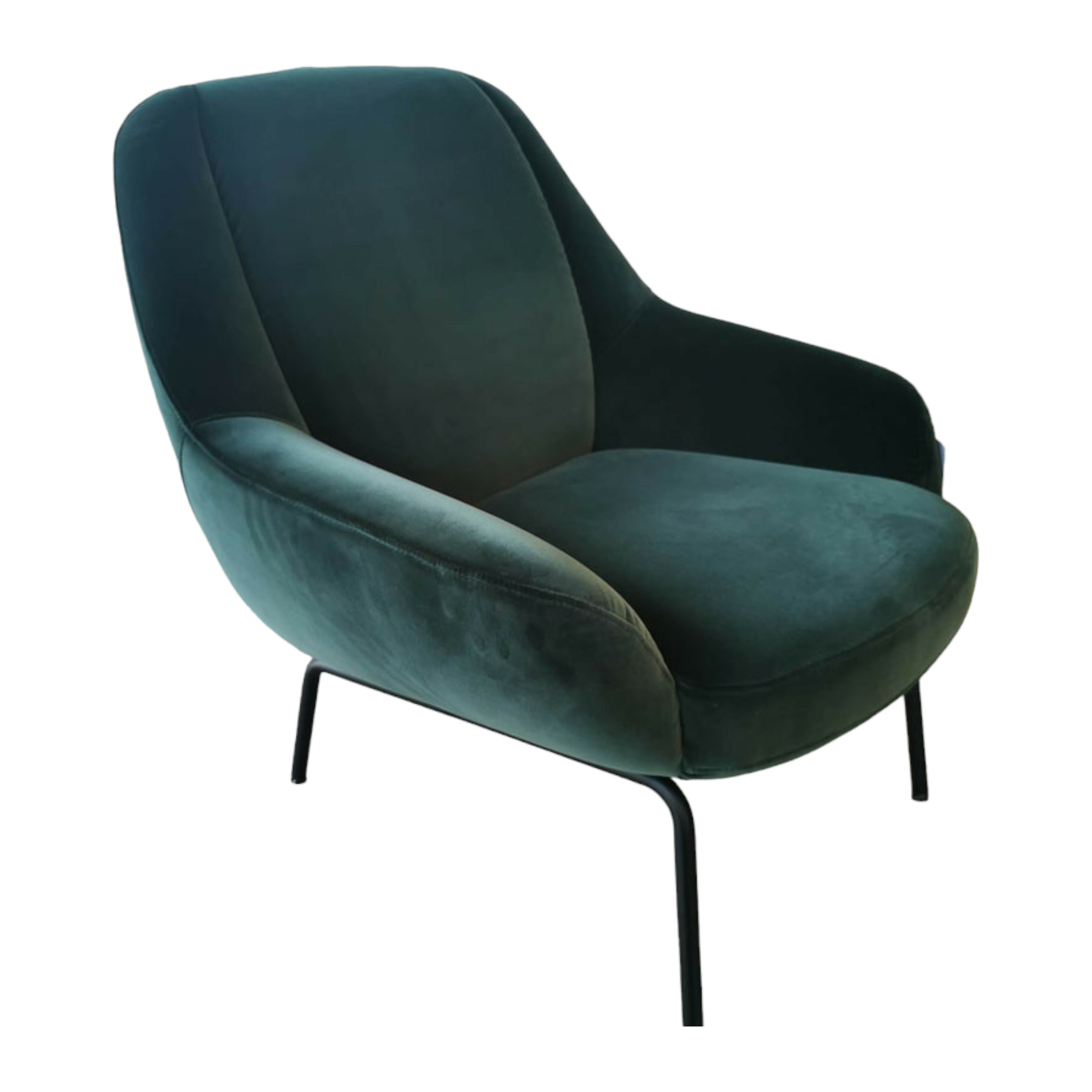 freistil Rolf Benz - Sessel Freistil 138 Stoff 6084 Tannengrün Grün Gestell Stahl Rundrohr RAL 9005 Tiefschwarz Schwarz  - 1