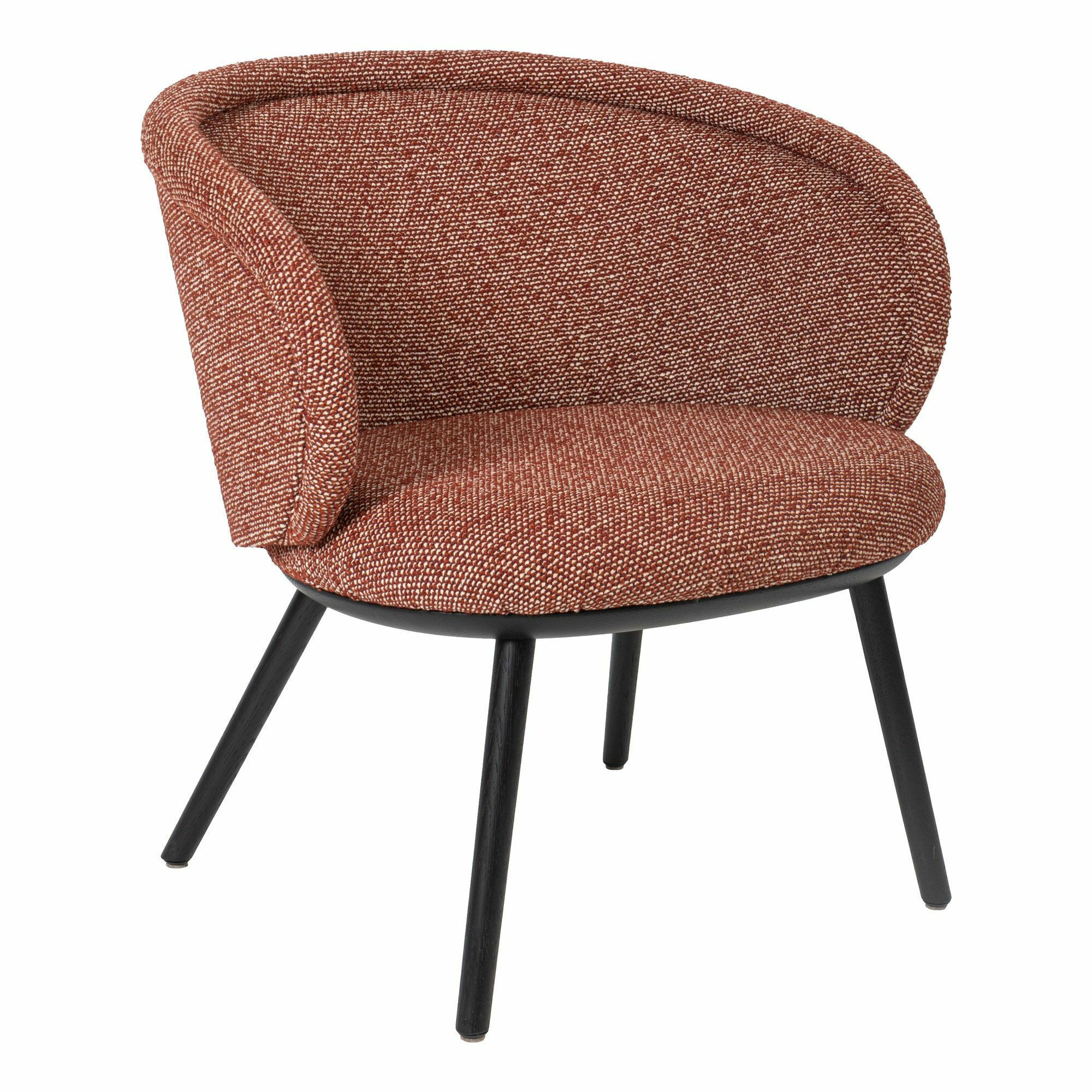 Freifrau - Armlehnstuhl Cocktail Ona Bezug Stoff Sahco Safire 013 Rot Gestell Massivholz Eiche Schwarz Gebeizt Und Lackiert - 1