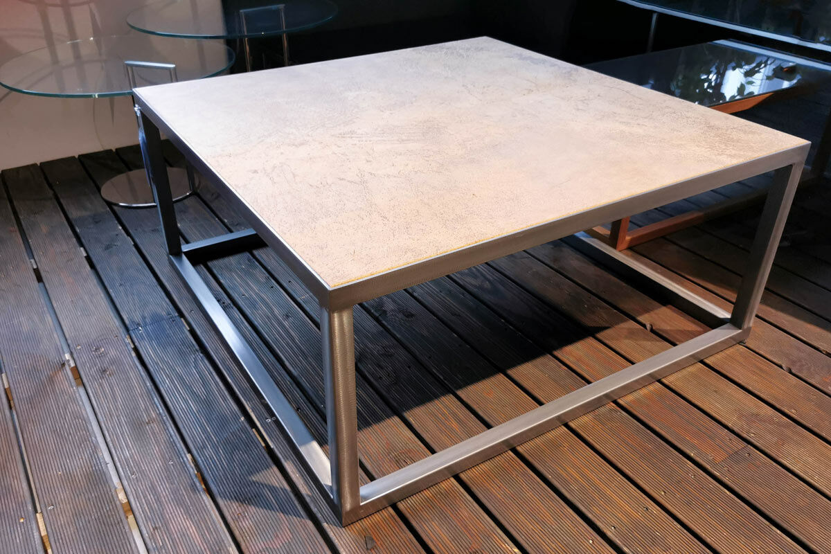 Baxter - Couchtisch Trinity Platte Leder Mali Cognac Braun Gestell Metall - 4