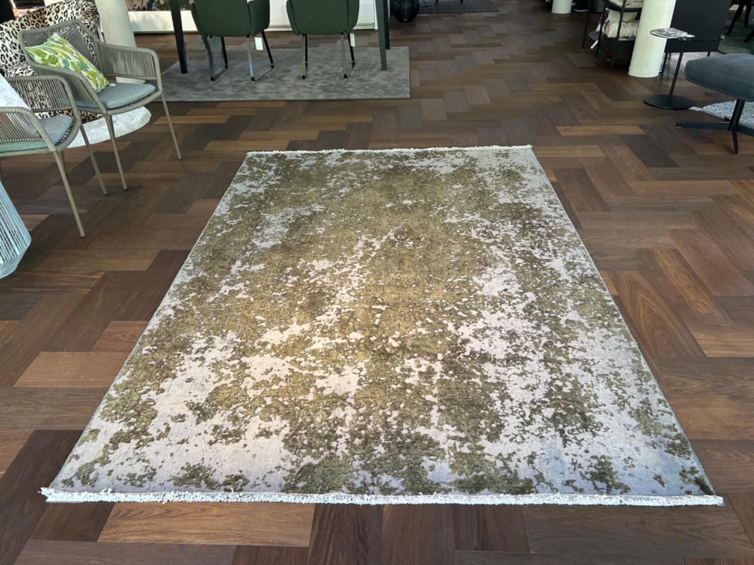 Remade - Carpet Persion 265x190 Art Edition High Wool Content Tabriz Persian Green White Brushed And Dyed - 2