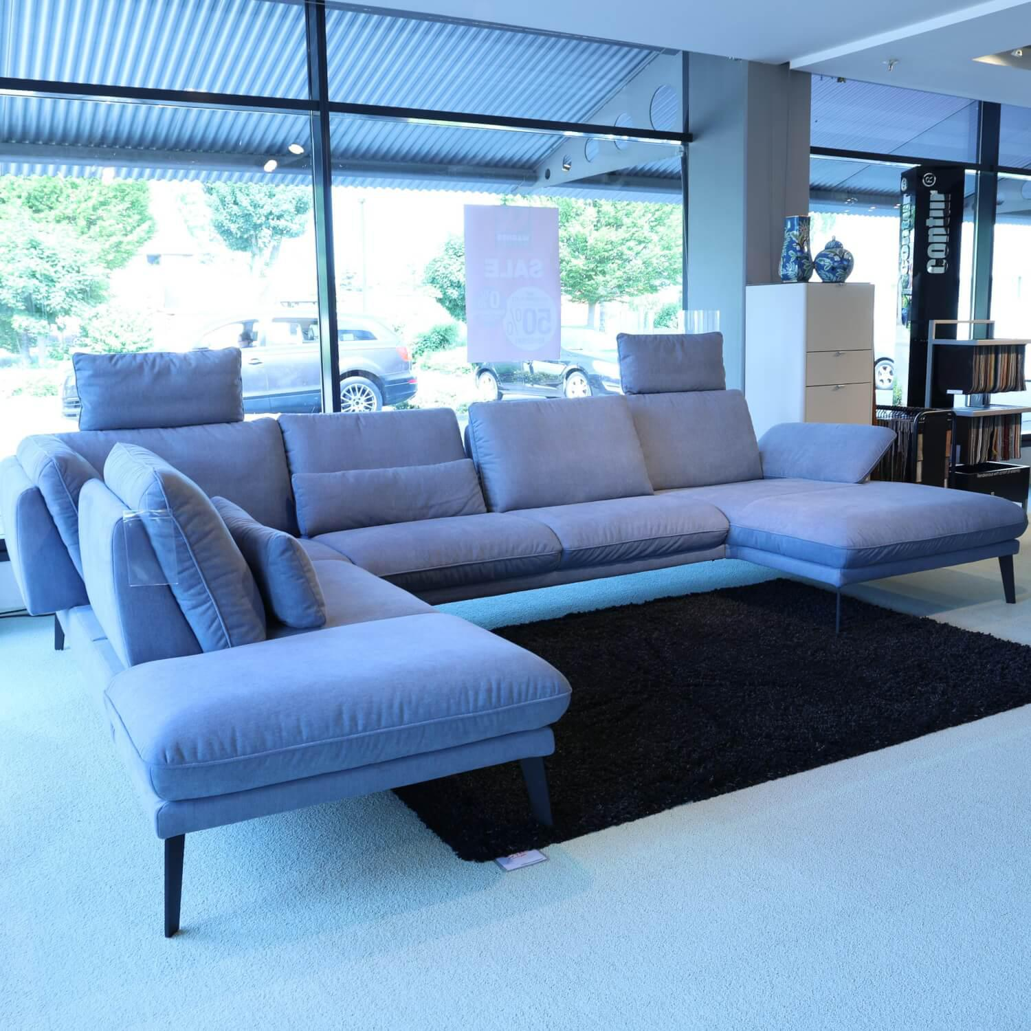 Contur - Ecksofa Co Vieste Bezug 0565 51 Ice Blue Quaderfuß 0681 Metall Schwarz Struktur - 6