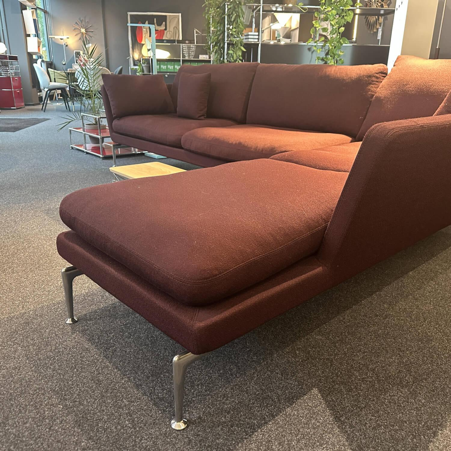 Vitra - Ecksofa Suita Stoff Kvadrat Vidar 0693 Rot Gestell Aluminium Poliert Inklusive Kissen - 6