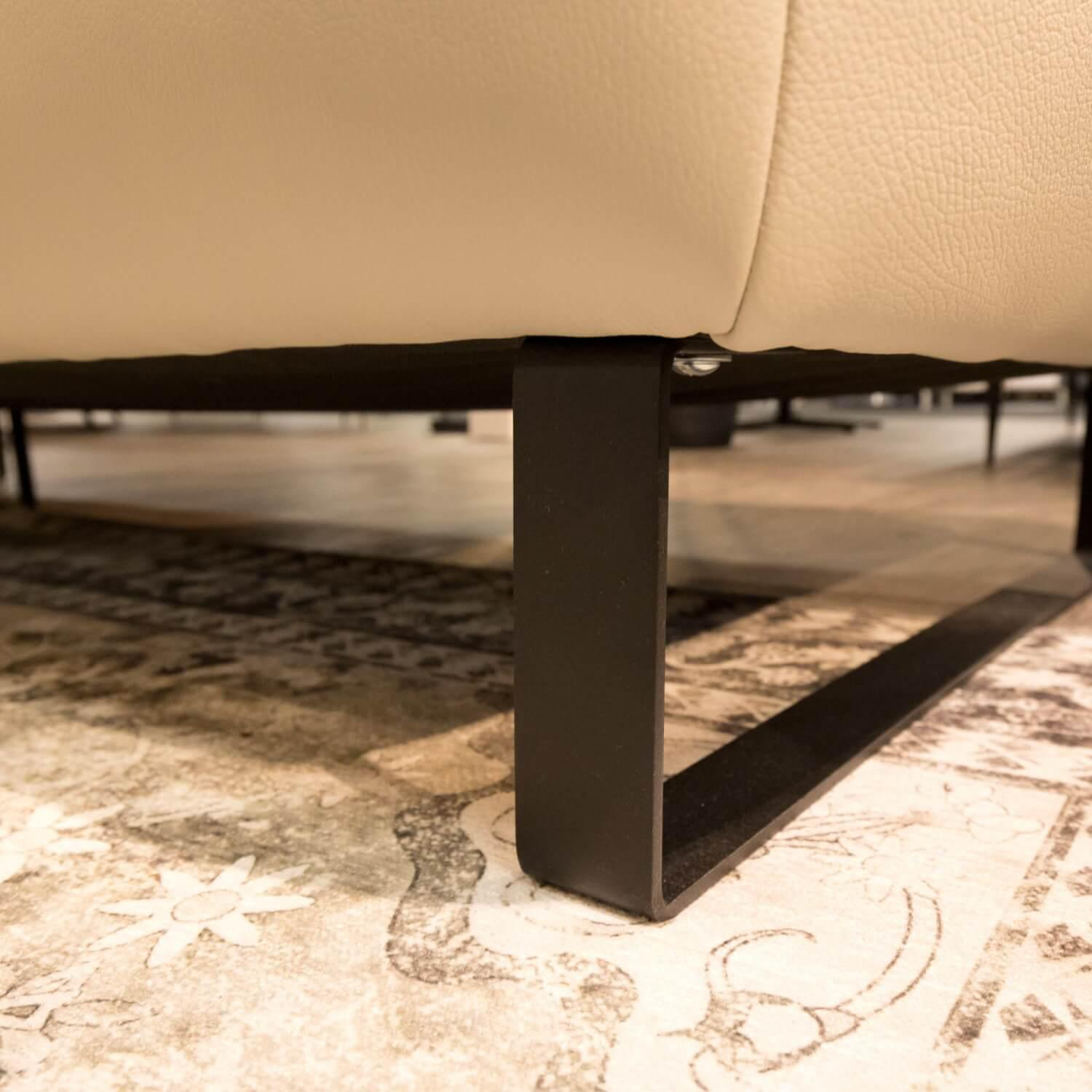 Comfort Republic - Eckgarnitur Viktoria Leder W2 Light Grey Metallfüße Schwarz - 6