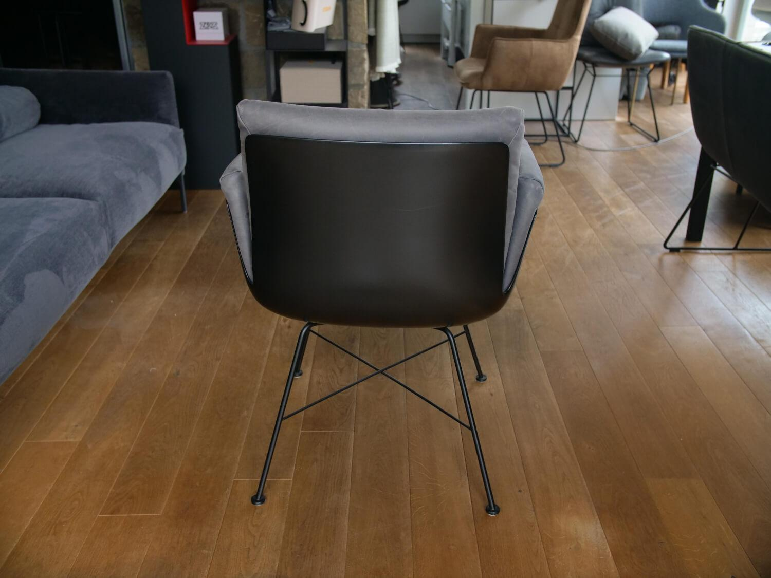 COR - Armlehnstuhl Alvo Leder 493 Anthrazit 4 Fuß Drahtgestell M20 Schwarz LackiertUnd Schale Lack Schwarz - 3