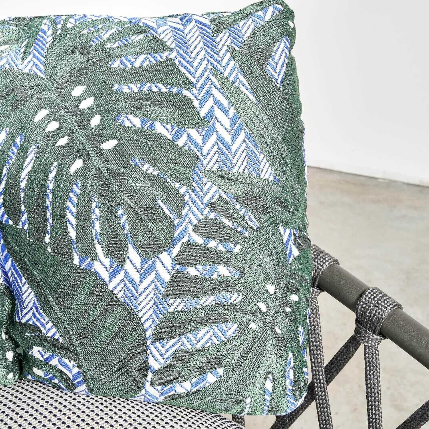 Sofa Outdoor Erica 19 3-Sitzer Bezug Stoff Elisir Farbe Blue Rope Gestell Aluminium Anthrazit Geflec