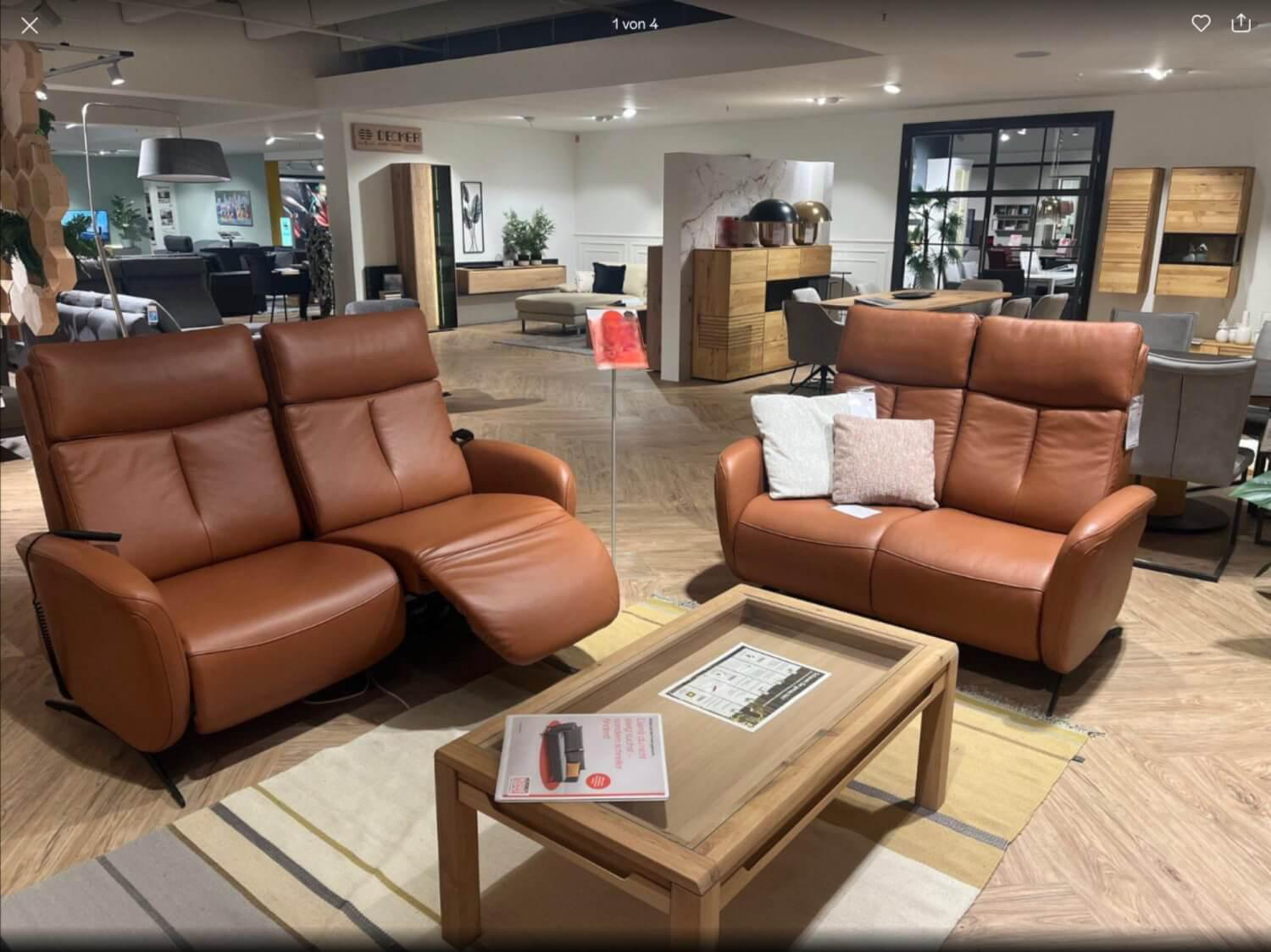 Global - Gestoffeerde suite zitkussen concept leder Credo Brandy Bruin metalen loper Zwart met gemotoriseerde functie - 3