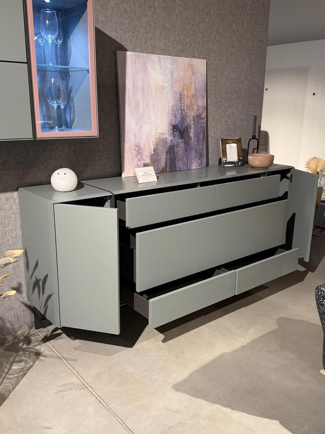 Hülsta - Sideboard Fonis Lack Grün Rosa Metallgestell Strukturlack Anthrazit - 6