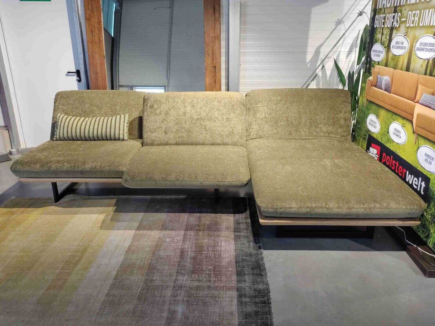 Restyl - Ecksofa Polly Stoff 2-6840 Grün mit 2 Nierenkissen - 4