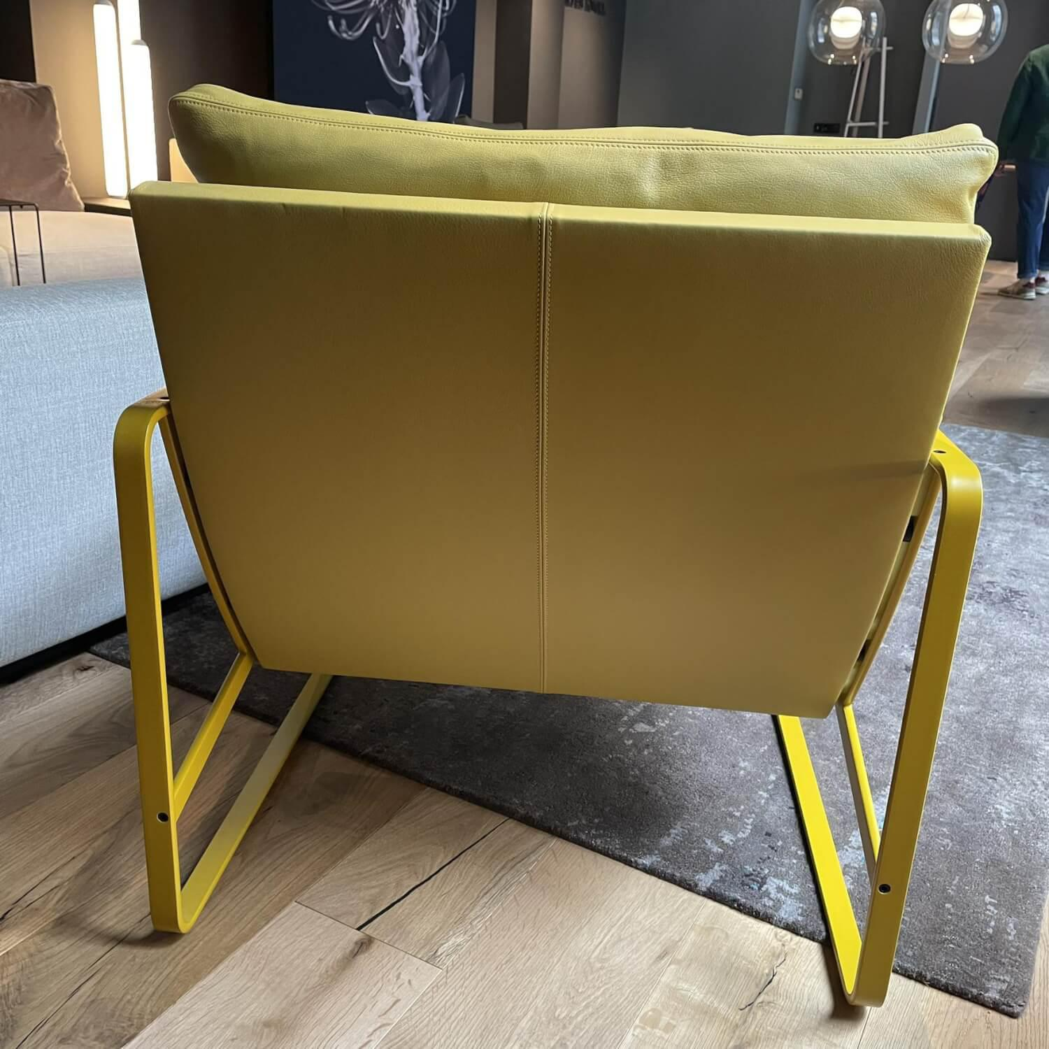 Walter Knoll - Armchair Fabricius Leather 55 Curry Yellow Frame Metal Yellow Lacquered - 7