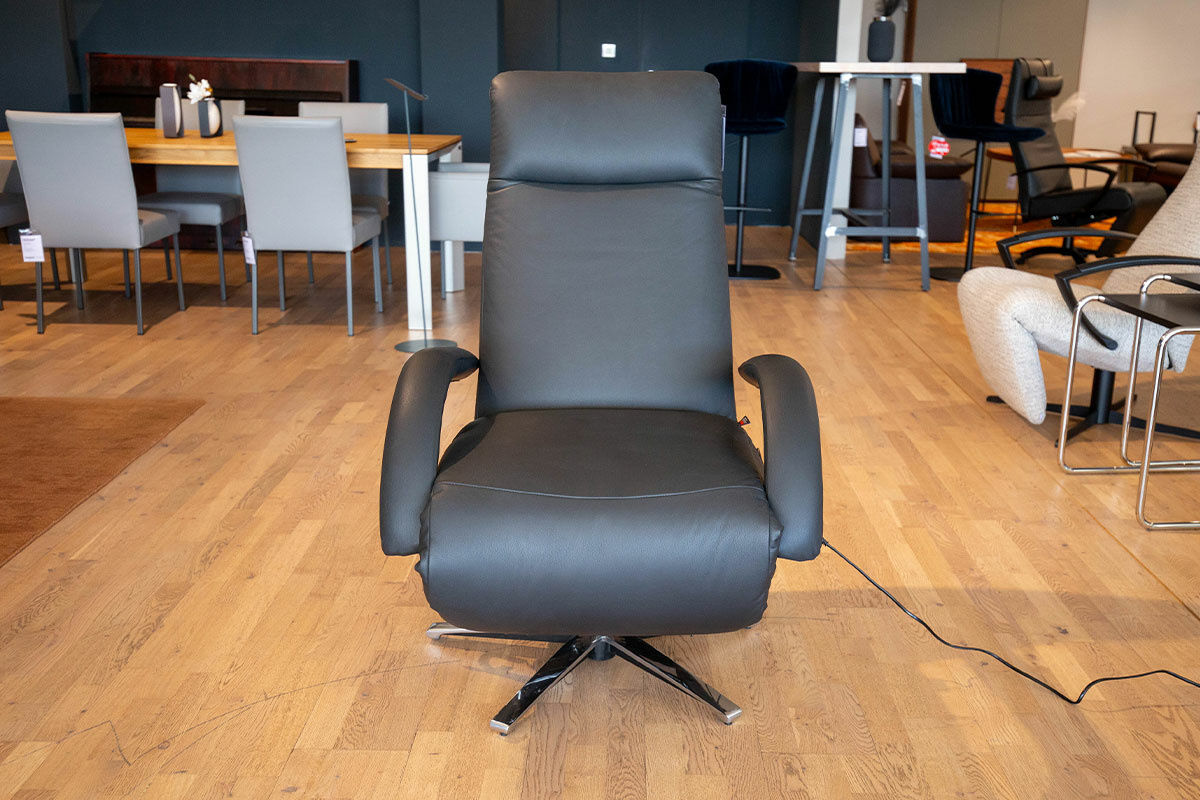 Strässle - Relaxsessel Simba Leder Pampas 70540 Schwarz Gestell Aluminium 3-Motorisch - 2