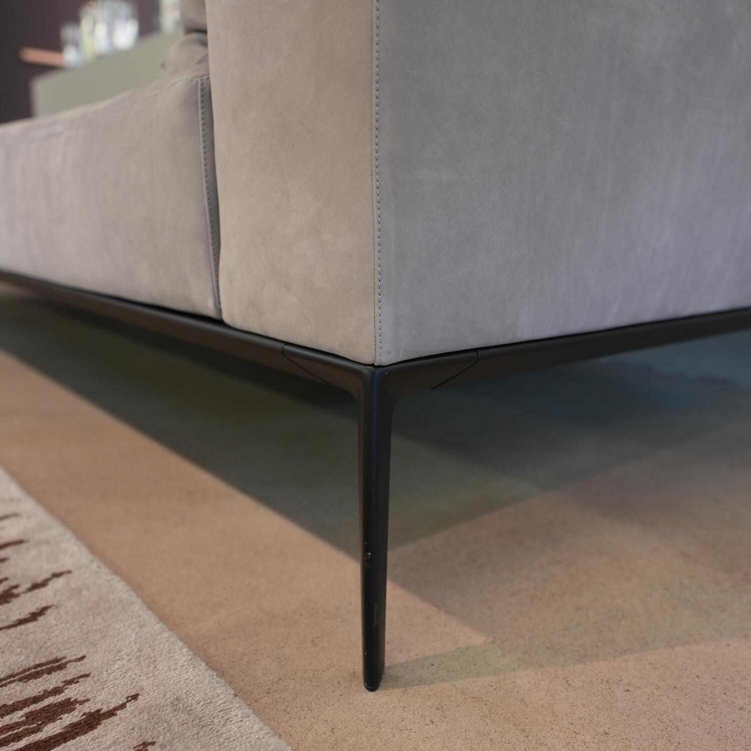 Walter Knoll - Recamiere Jaan Living 783 25 Cover Leather Velvet Chia Gray With Storage Board Saddle Black Black And Cushions - 3