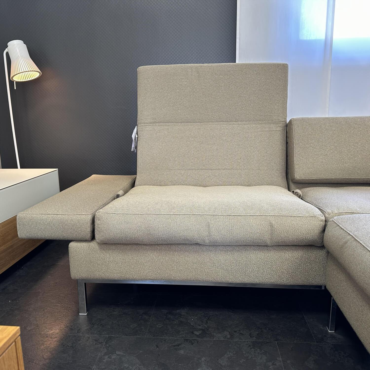 Brühl - Ecksofa Tomo Soft Stoff 3677 020 Grau Braun Füße Metall Glänzend Verchromt Mit Verstellbaren Rückenlehnen - 10