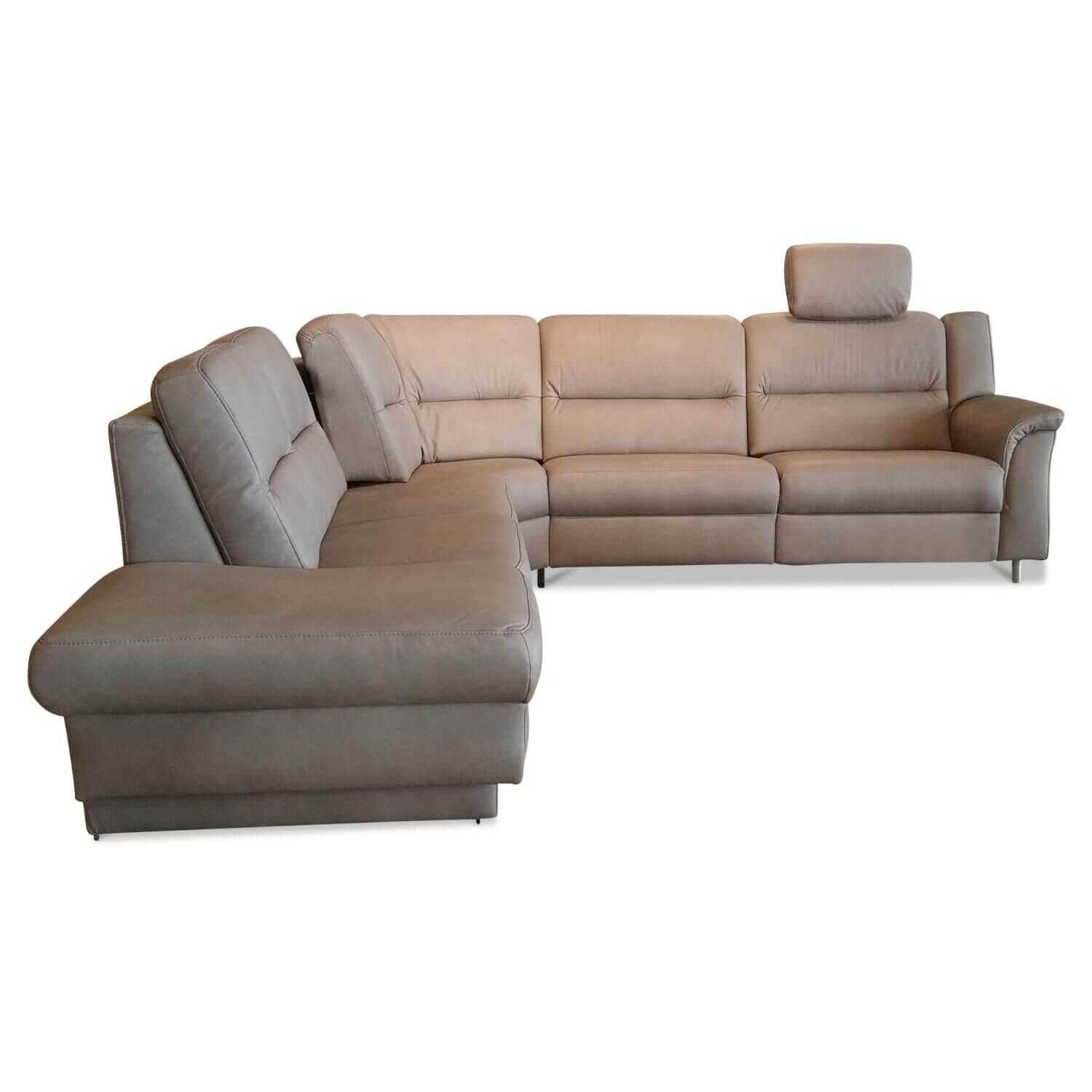 himolla - Ecksofa Himolla 1104 Leder Longlife Grau 24 Stahl mit motorischer Relaxfunktion - 1