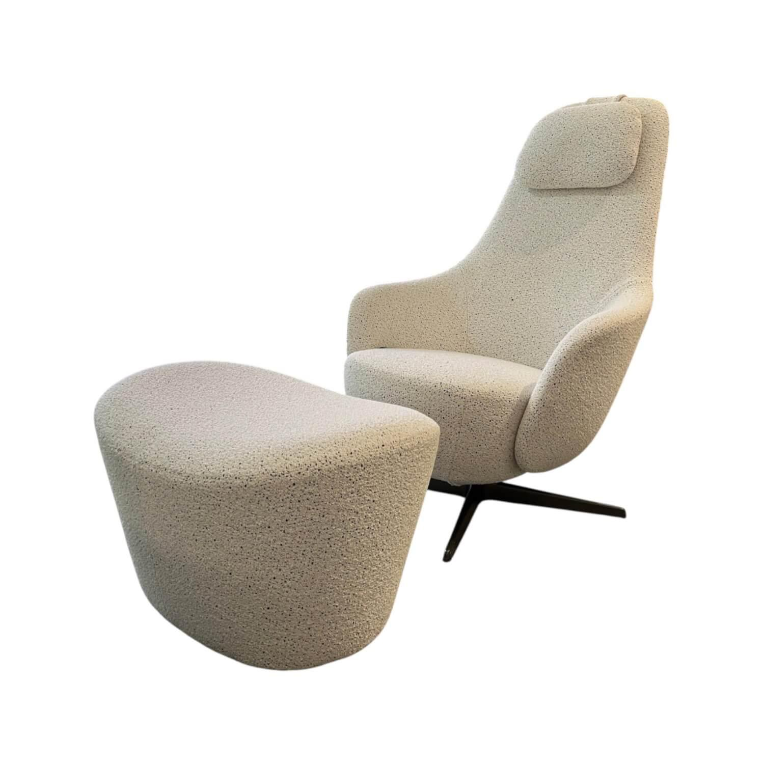 B&B Italia - Sessel Harbor Laidback Stoff Sambuco Weiß Gestell Schwarz Pulverbeschichtet Inklusive Hocker - 1