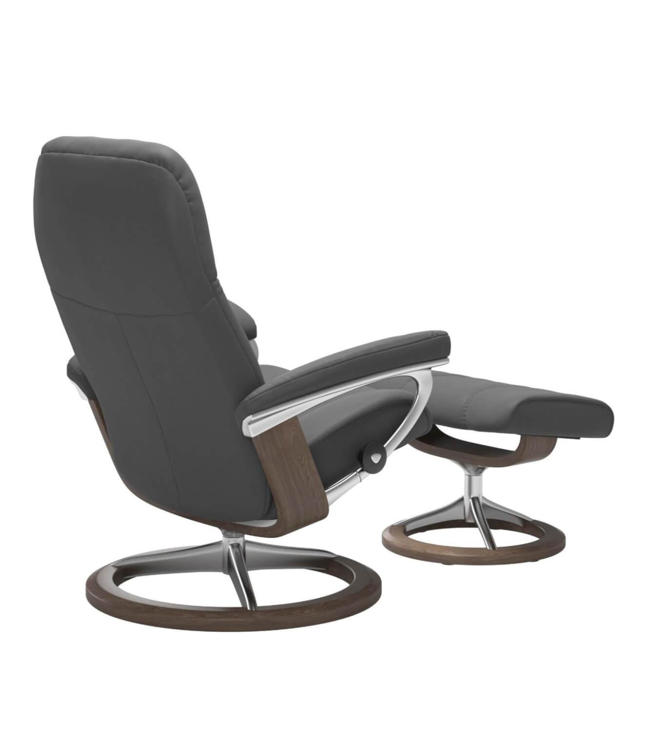 Stressless - Stressless Sessel mit Hocker Consul M Batick Grey Signature Walnuss - 7