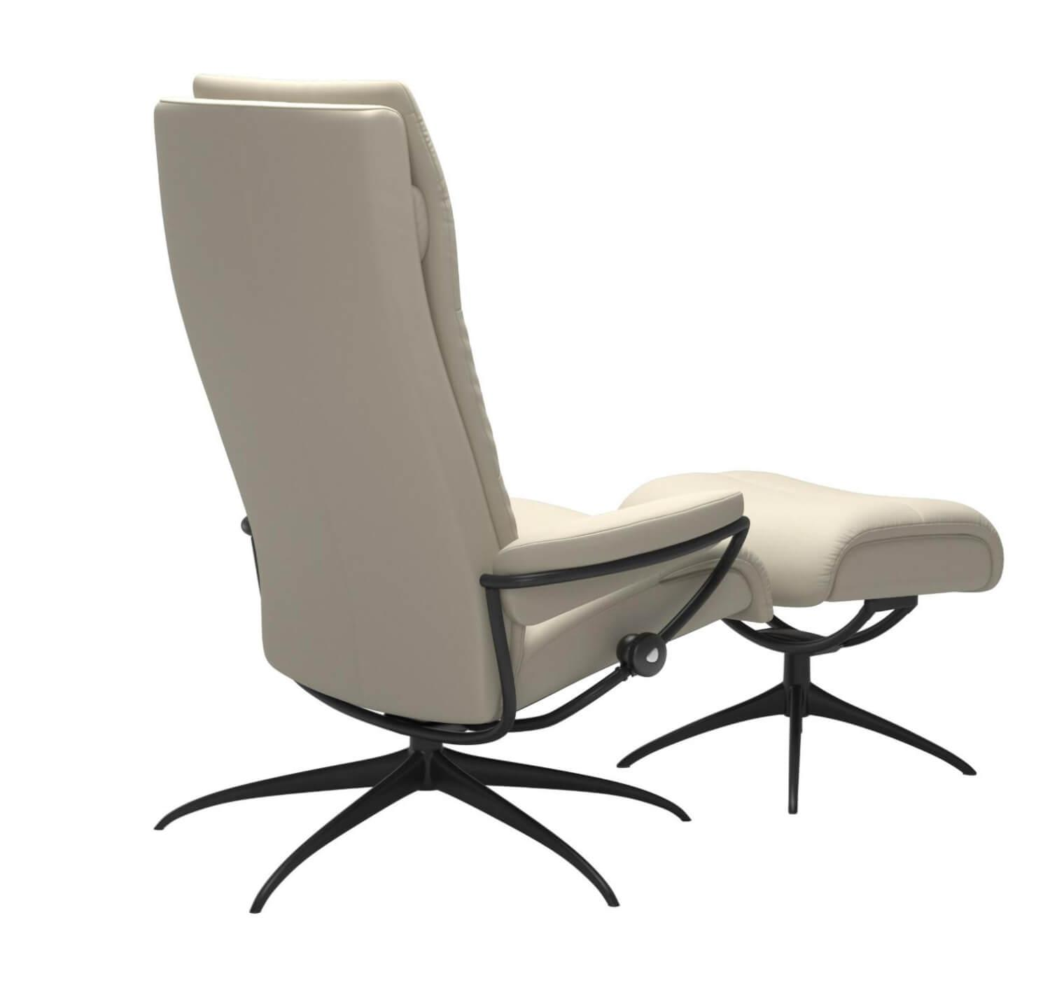 Stressless - Stressless Sessel mit Hocker Tokyo High Back Leder Batick Snow Star Base Matt Schwarz High Base - 3