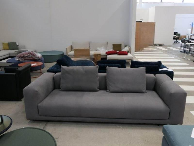 COR - Sofa Moss leather 681 graphite gray Frame F05 fine structure black Including back cushions - 3
