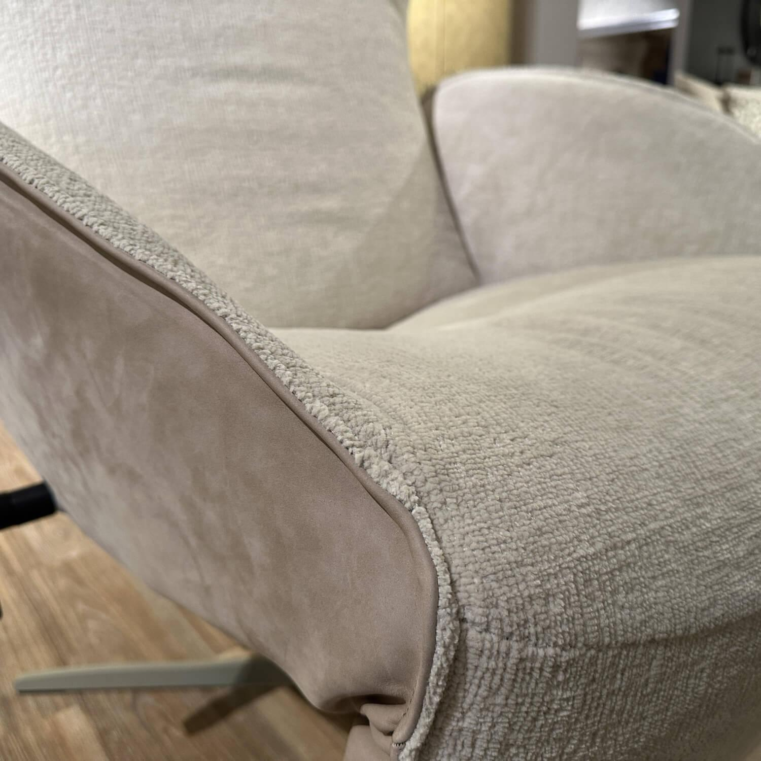Jori - Relaxsessel Daydreamer Mono Move JR 7450 Innen Stoff Mumble Gesso Beige Außen Leder Nubuck Cream Beige Gestell Graugelb Matt Inklusive Beistelltisch Sposa T105 - 2