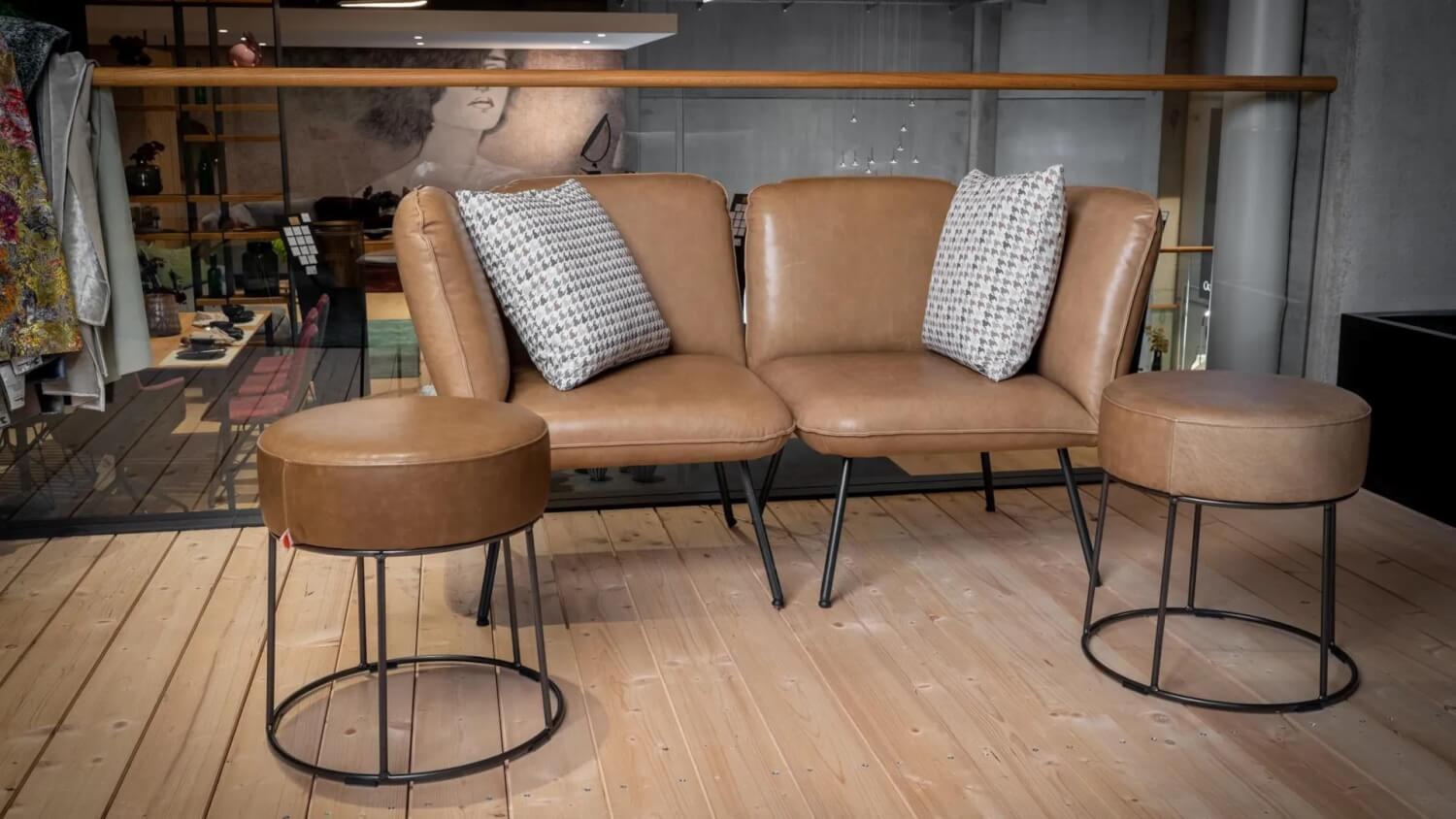 Jess - Sofa set of 2 armchairs Shuffle left right leather Luxor Light Grey - 1