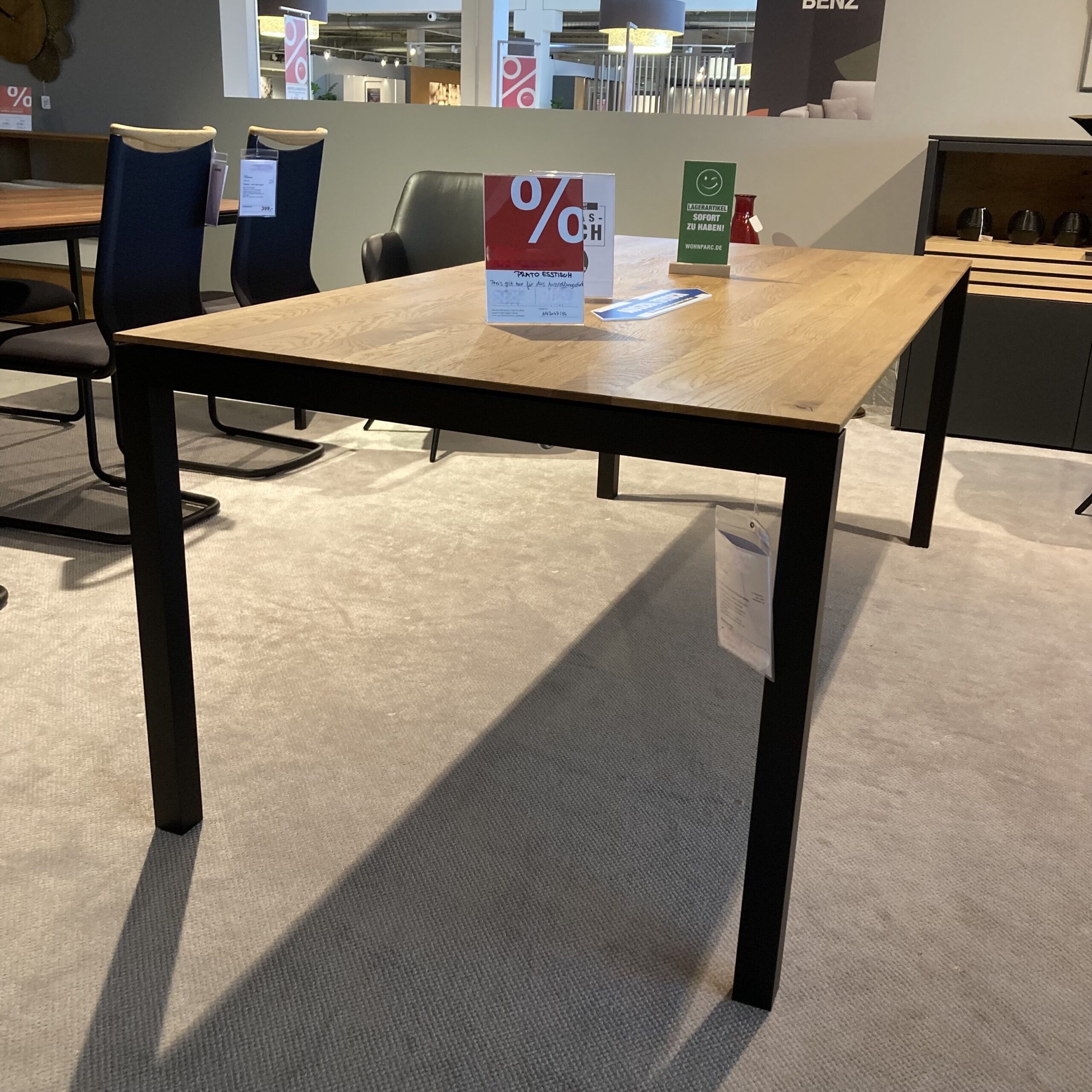 Willisau - Esstisch Prato Platte Eiche Massiv Geölt Gestell Aluminium Schwarz Gebürstet Mit Auszug - 2