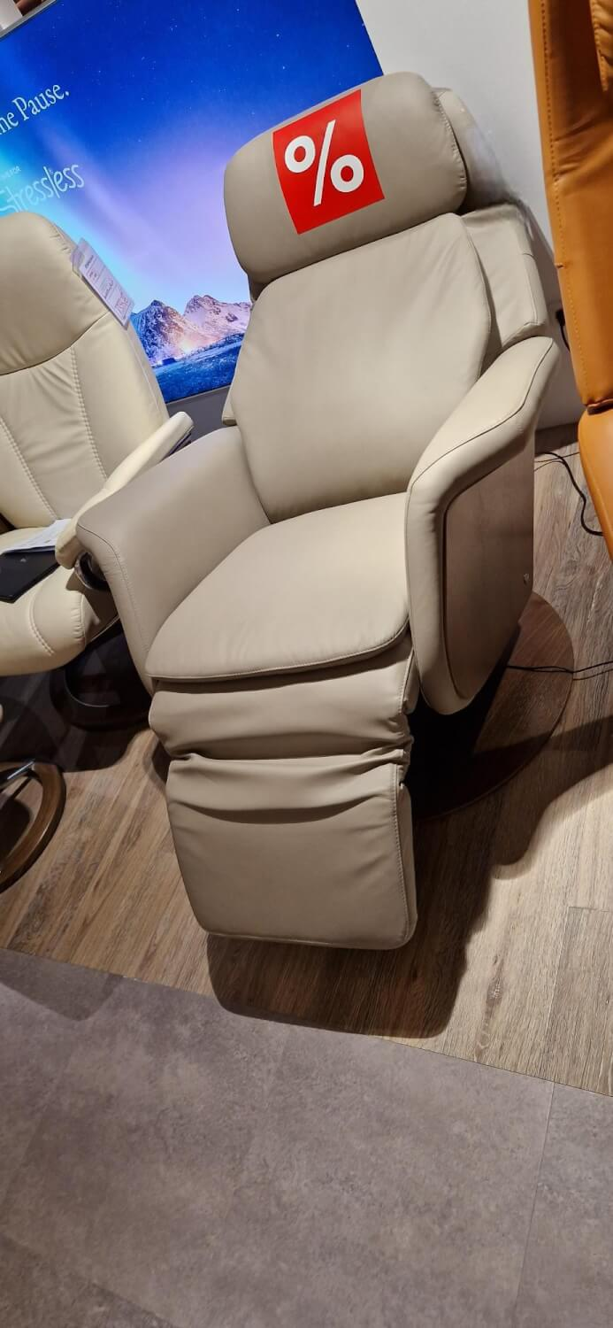 Stressless - Relaxsessel Sam Power Leder Paloma 094 45 Mushroom Grau Base Wood Disc 35 Walnut Mit Heizung Und Massagefunktion - 3