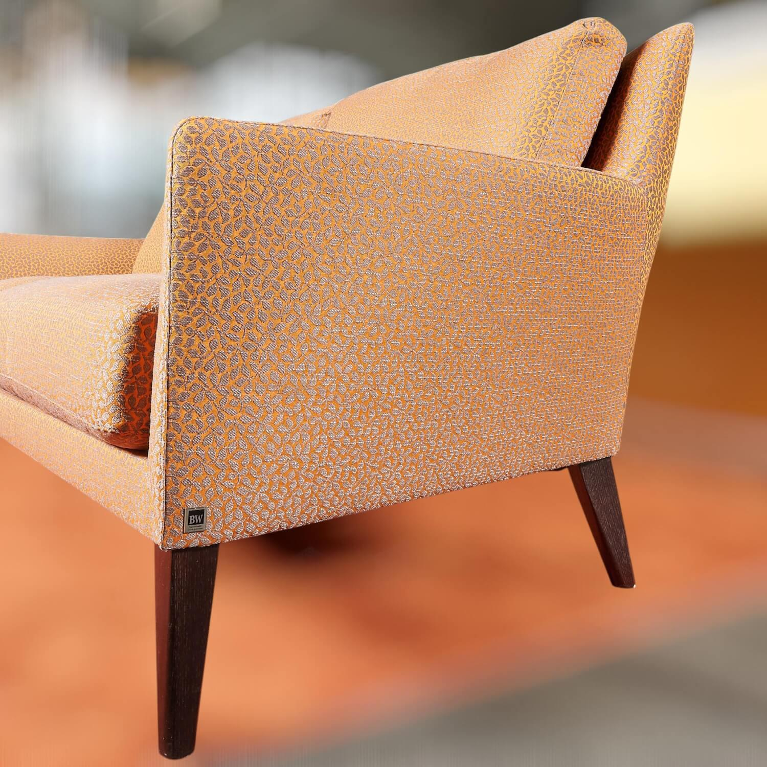 Bielefelder Werkstätten - Coco Sofa 2/80 Stoff Natura 9-2461-060 Orange Grau Füße Braun - 2