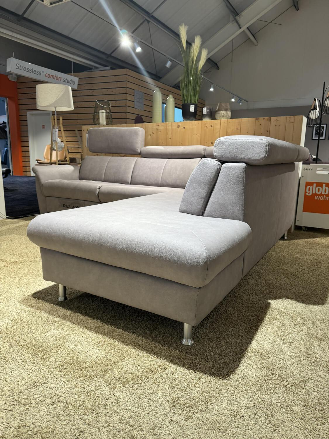 Global - Ecksofa Cornella Style Stoff 1 Silber Grau mit Relaxfunktion - 7