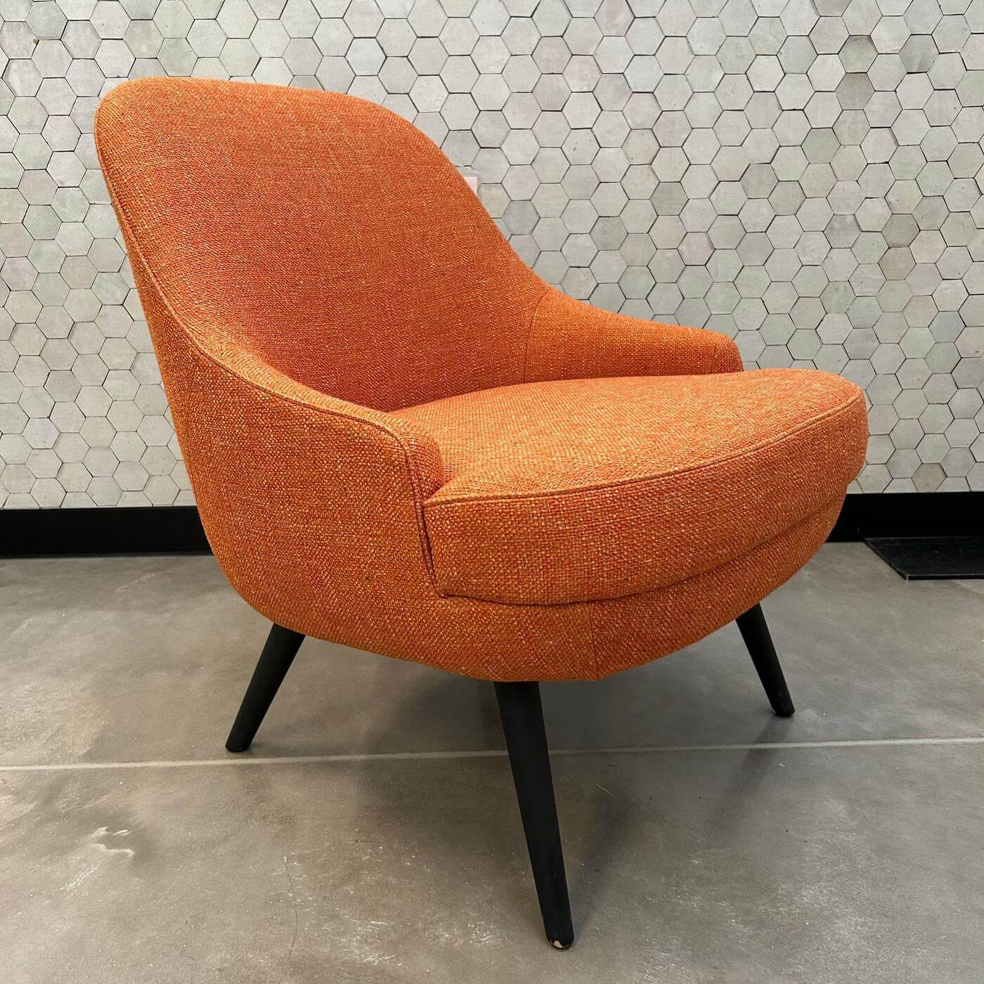 Walter Knoll - Sessel 375 10 Stoff Lucia 7687 Orange Gestell Massivholz Eiche Schwarz Geflammt Geölt - 4