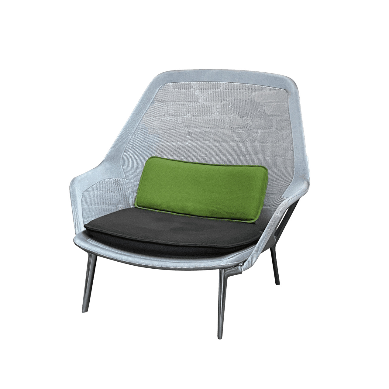 Sessel Slow Chair Bezug Tricot Braun Crème Gestell Aluminium Poliert