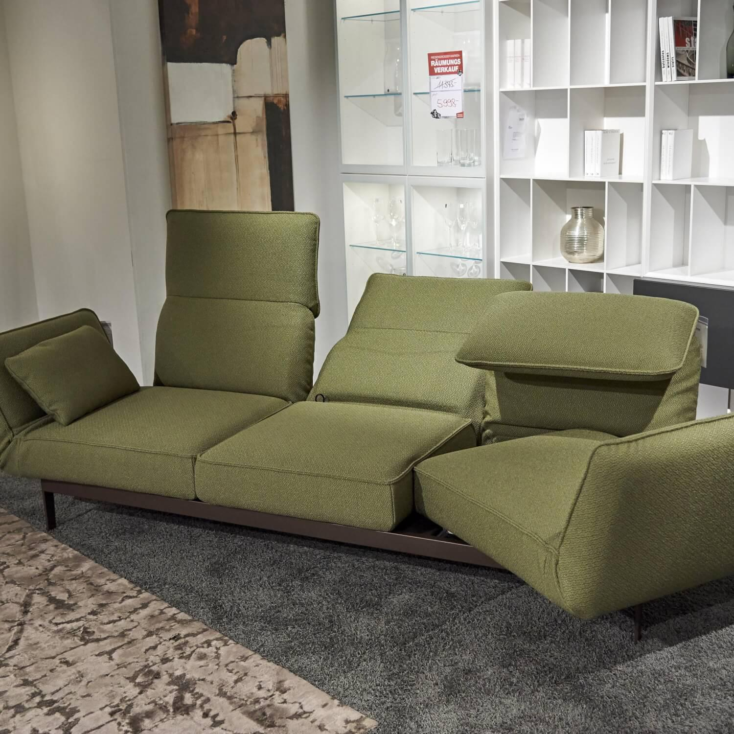 Rolf Benz - Sofa Mera Stoff 24.554 SchilfgrünGestell Stahl Feinstrukturiert Pulverbeschichtet mit Bank - 18